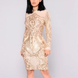 Gold sequin midi dress